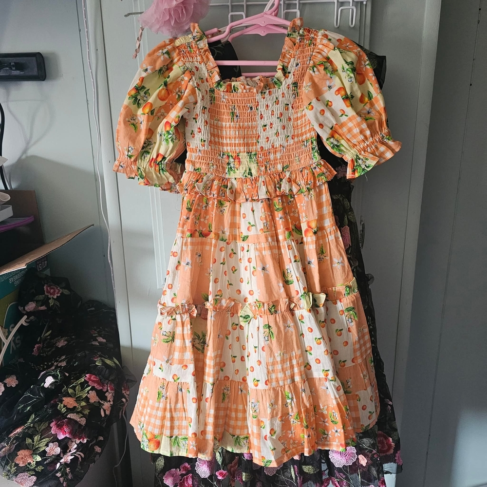 JessaKae Orange Blossom Floral Kids Dress